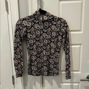 Multicolored Mock Neck Long Sleeve Fitted turtleneck